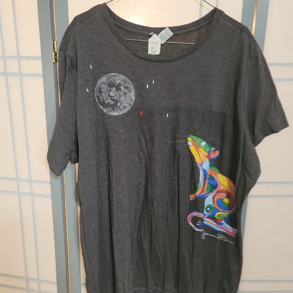 Embroidered Lady's Crew-Neck Graphic Tee "Rat" by rk3handcrafted - Picture 2 of 3